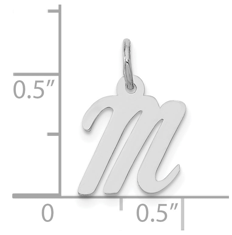 10k White Gold Small Script Initial M Charm