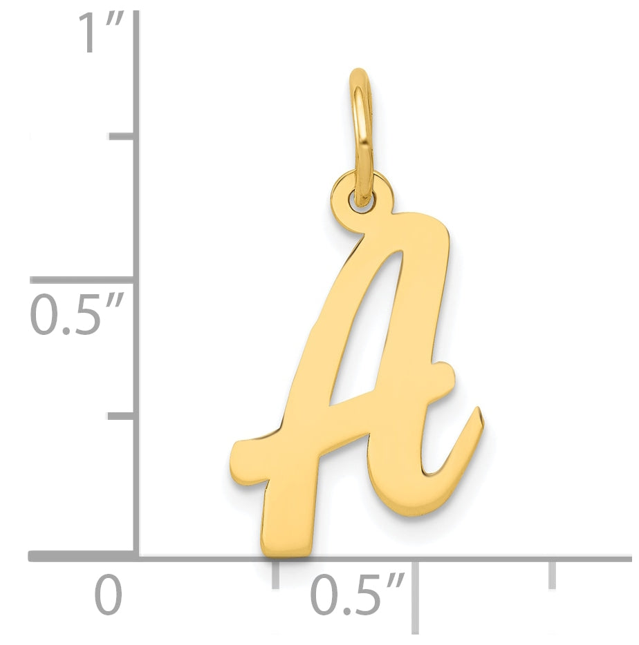 10K Yellow Gold Medium Script Letter A Initial Charm