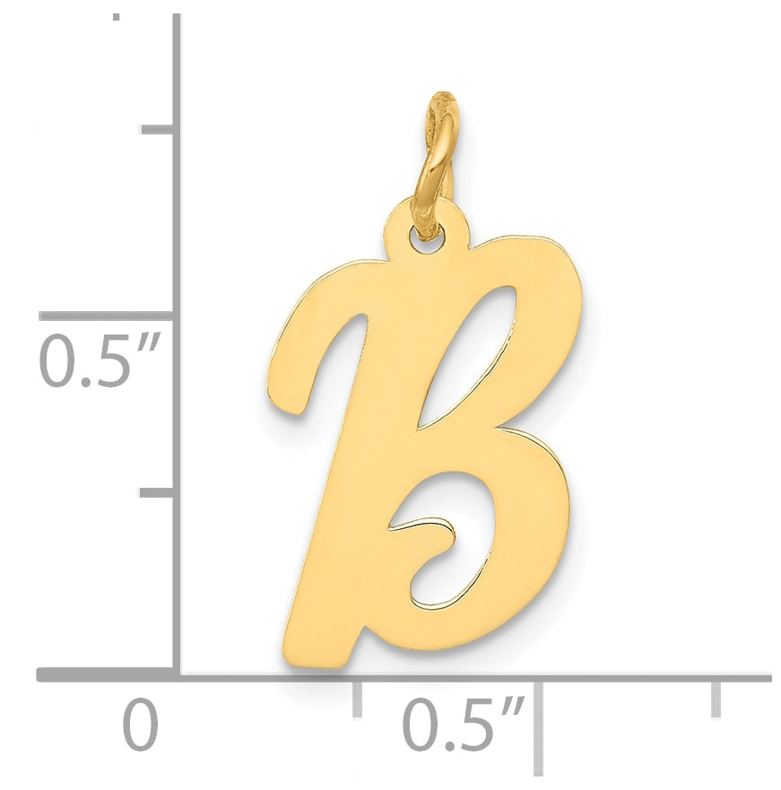 10K Yellow Gold Medium Script Letter B Initial Charm