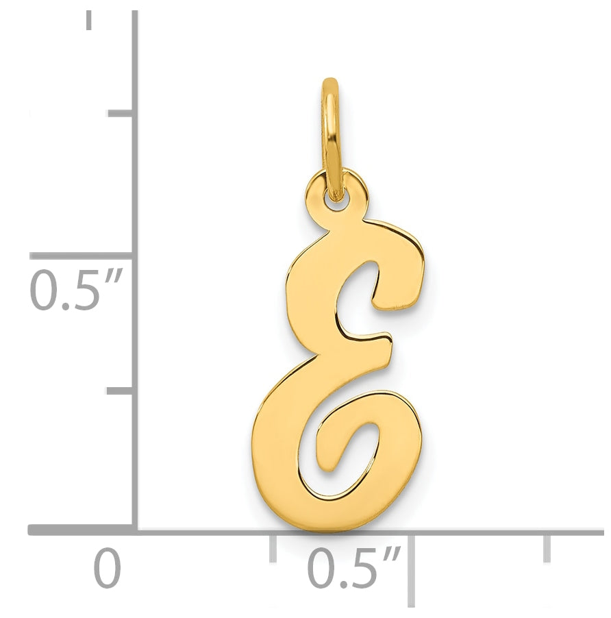 10K Yellow Gold Medium Script Letter E Initial Charm
