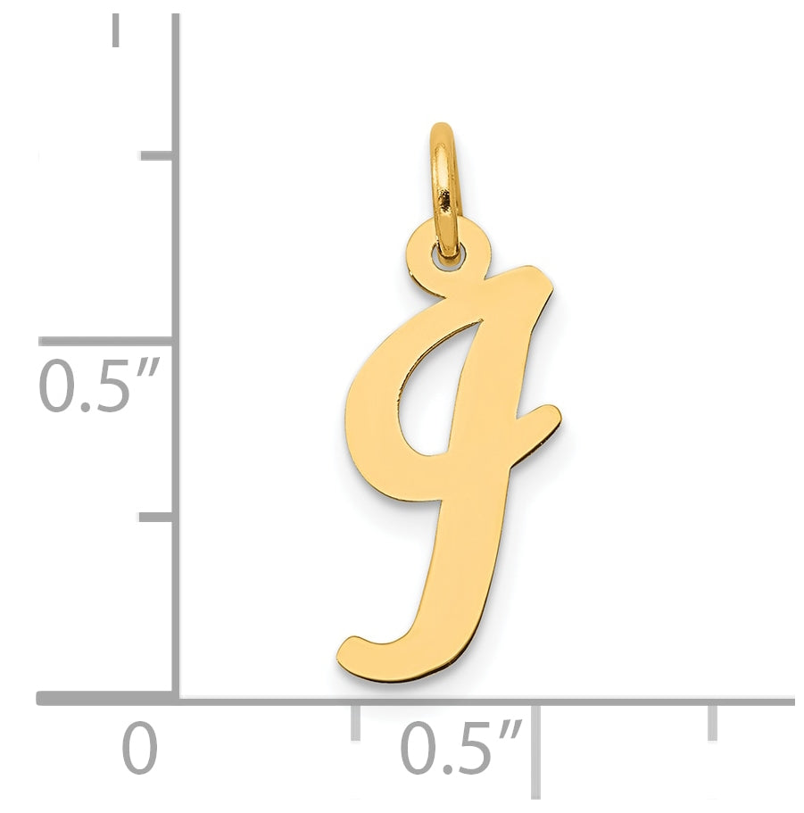 10K Yellow Gold Medium Script Letter I Initial Charm