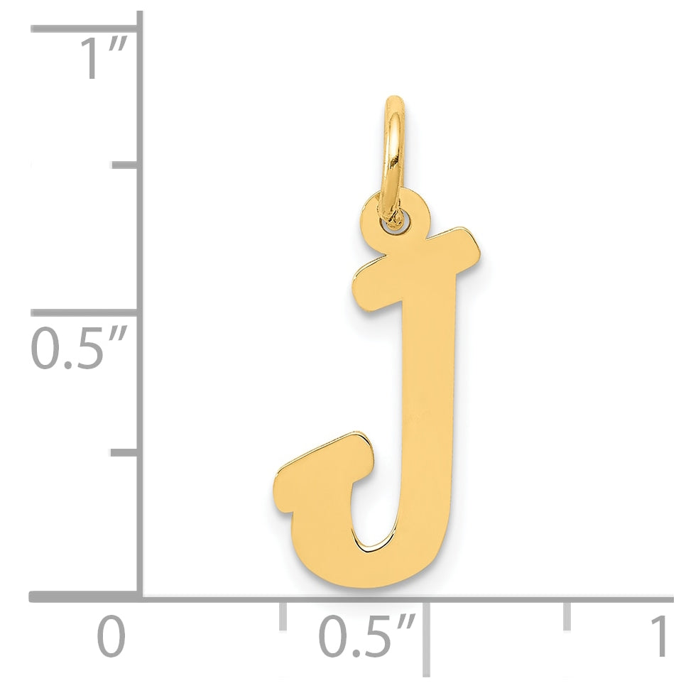 10K Yellow Gold Medium Script Letter J Initial Charm