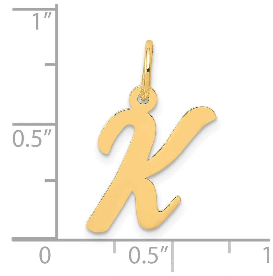 10K Yellow Gold Medium Script Letter K Initial Charm