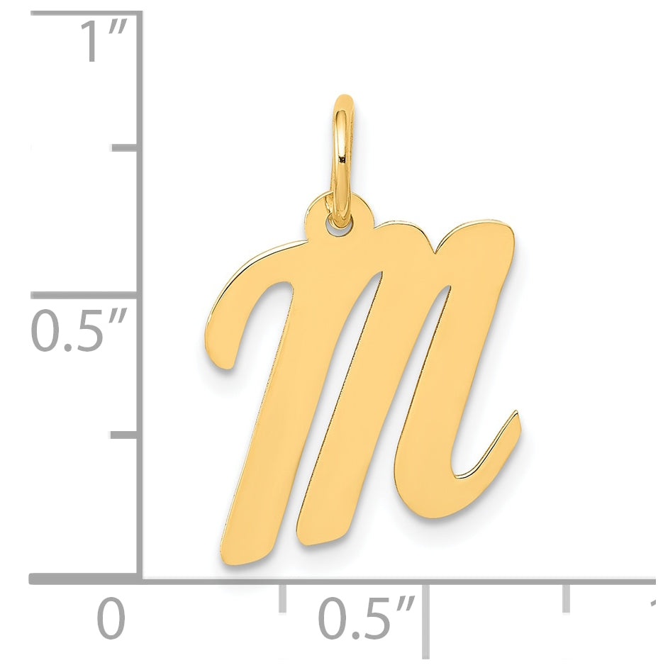 10K Yellow Gold Medium Script Letter M Initial Charm