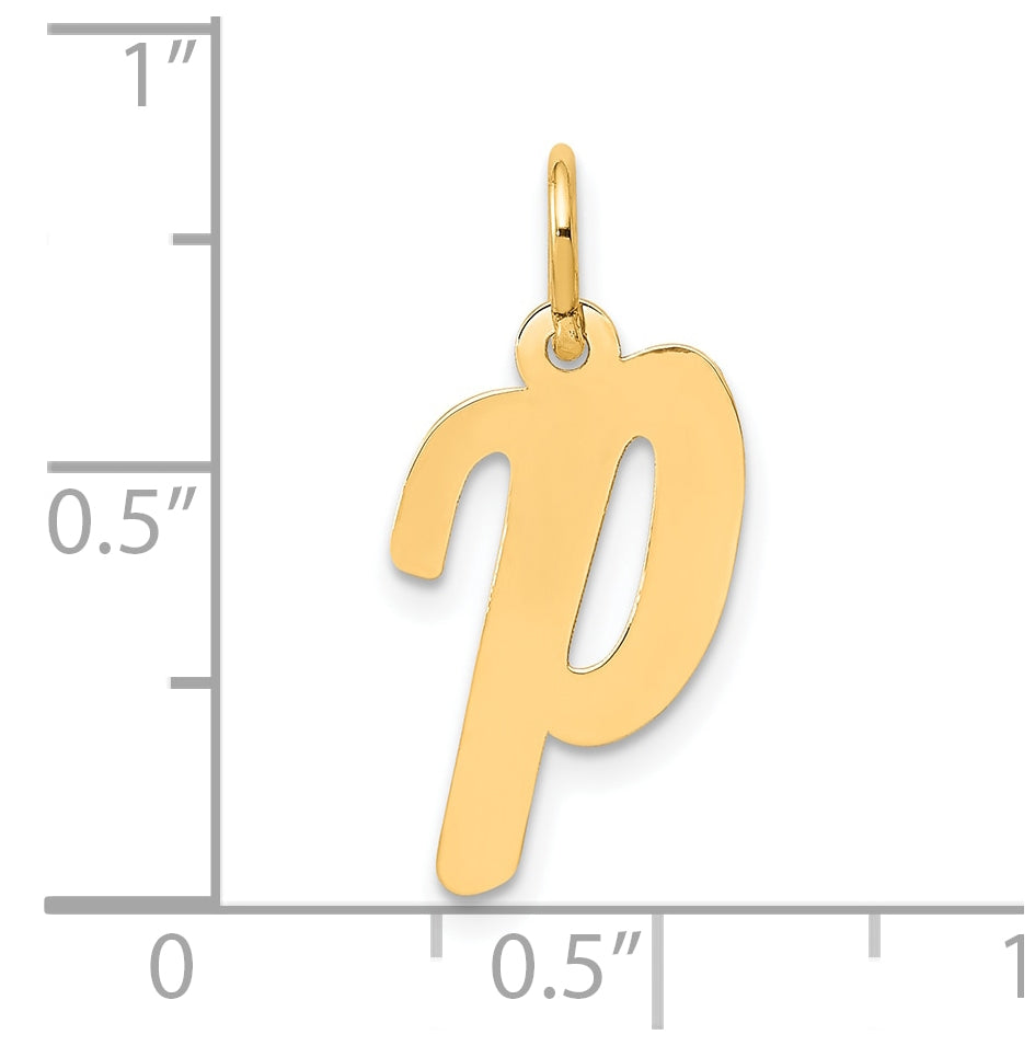 10K Yellow Gold Medium Script Letter P Initial Charm