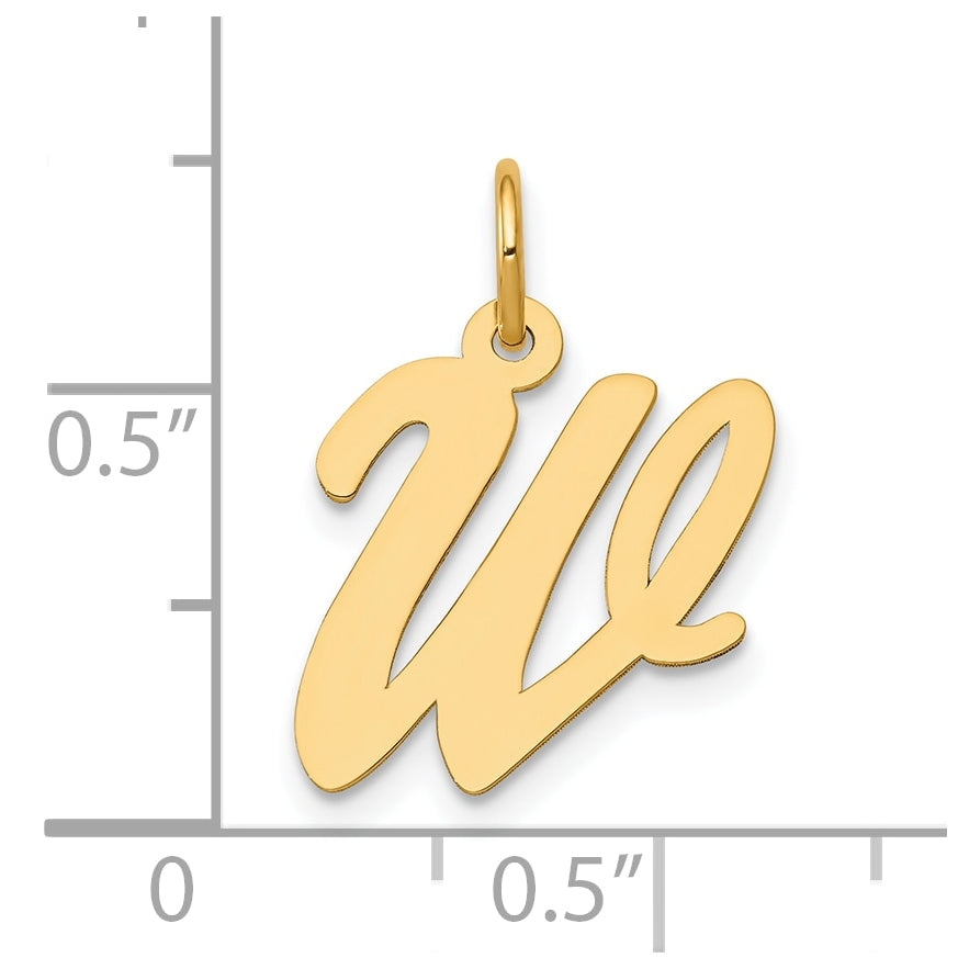 10K Yellow Gold Medium Script Letter W Initial Charm