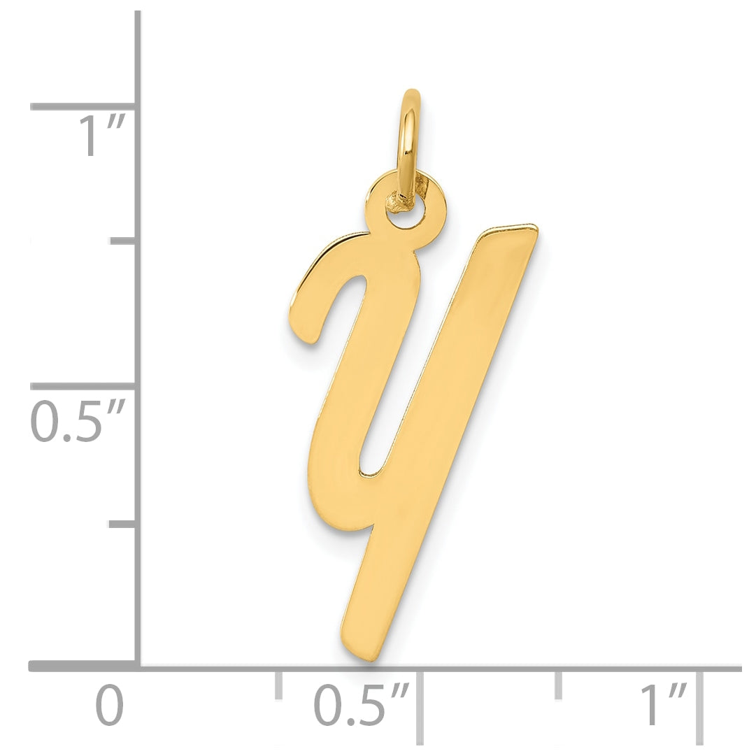 10K Yellow Gold Medium Script Letter Y Initial Charm