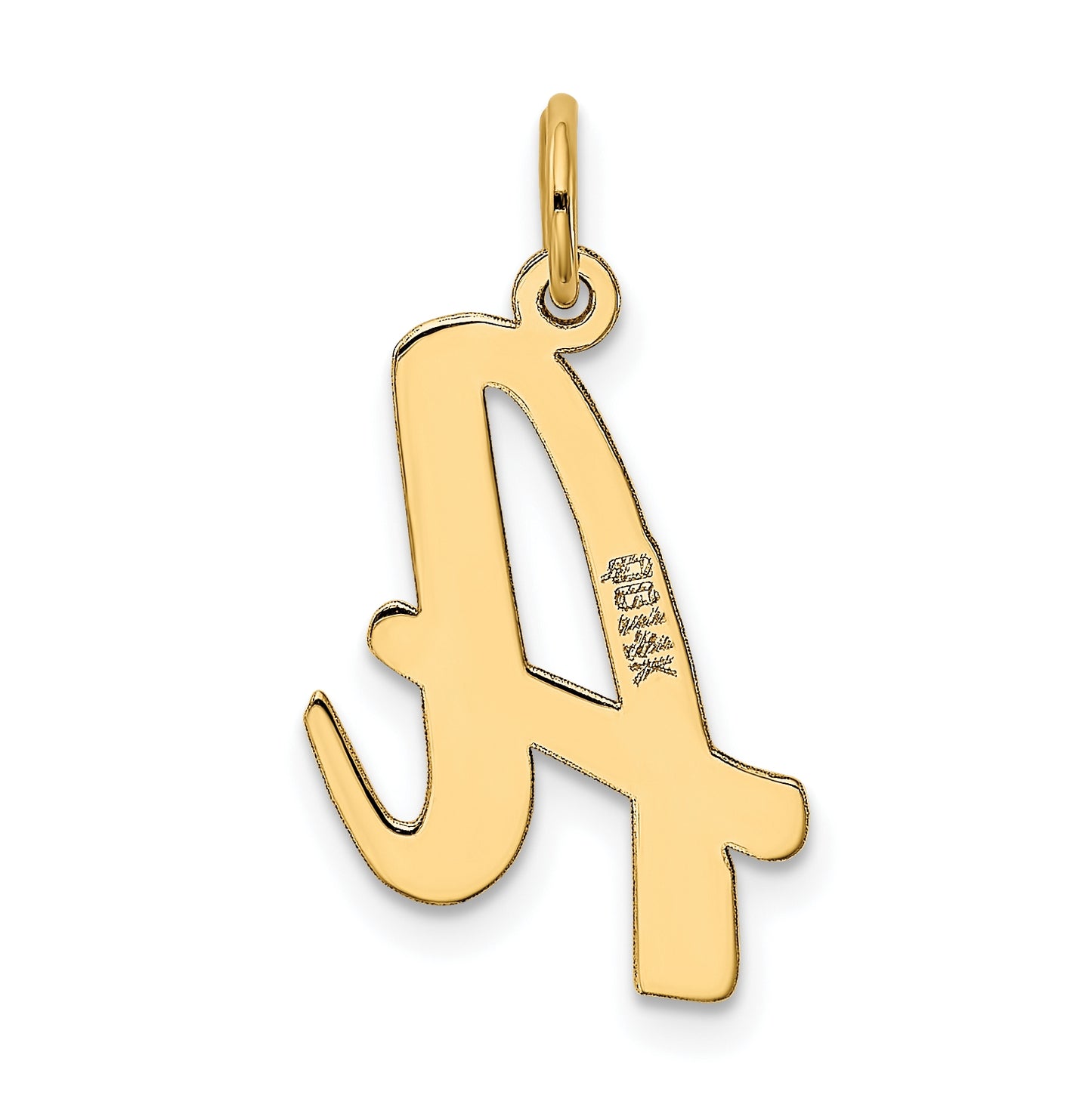 10K Yellow Gold Large Script Letter A Initial Charm