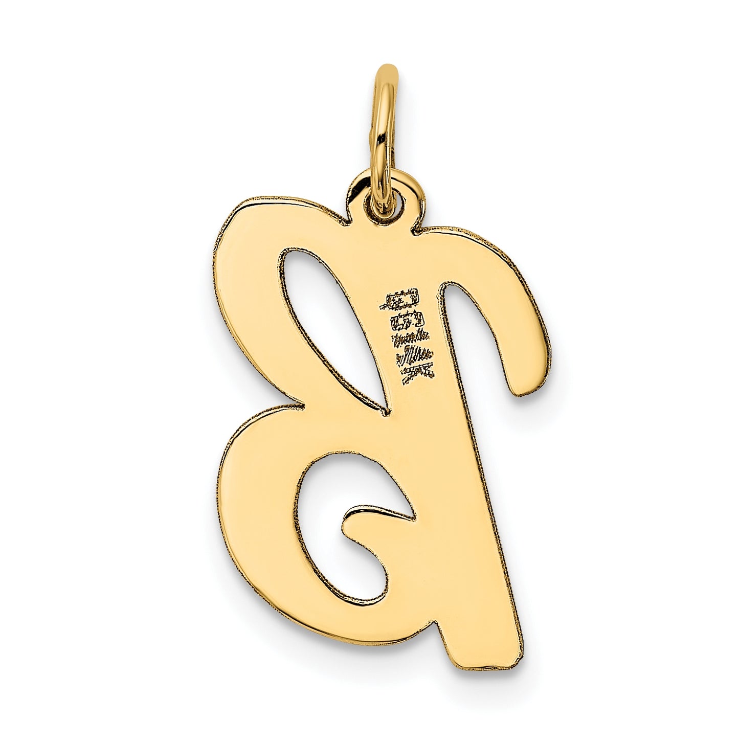 10K Yellow Gold Large Script Letter B Initial Charm