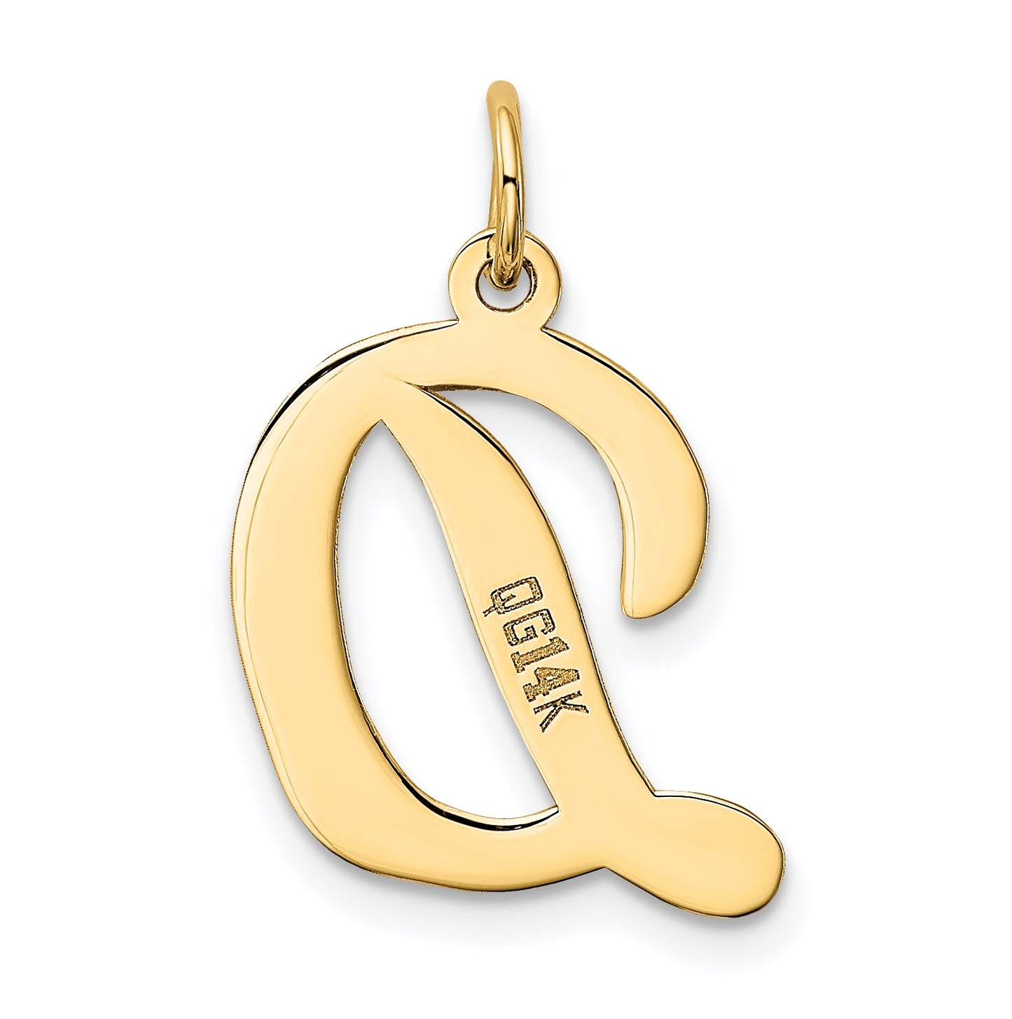 10K Yellow Gold Large Script Letter D Initial Charm