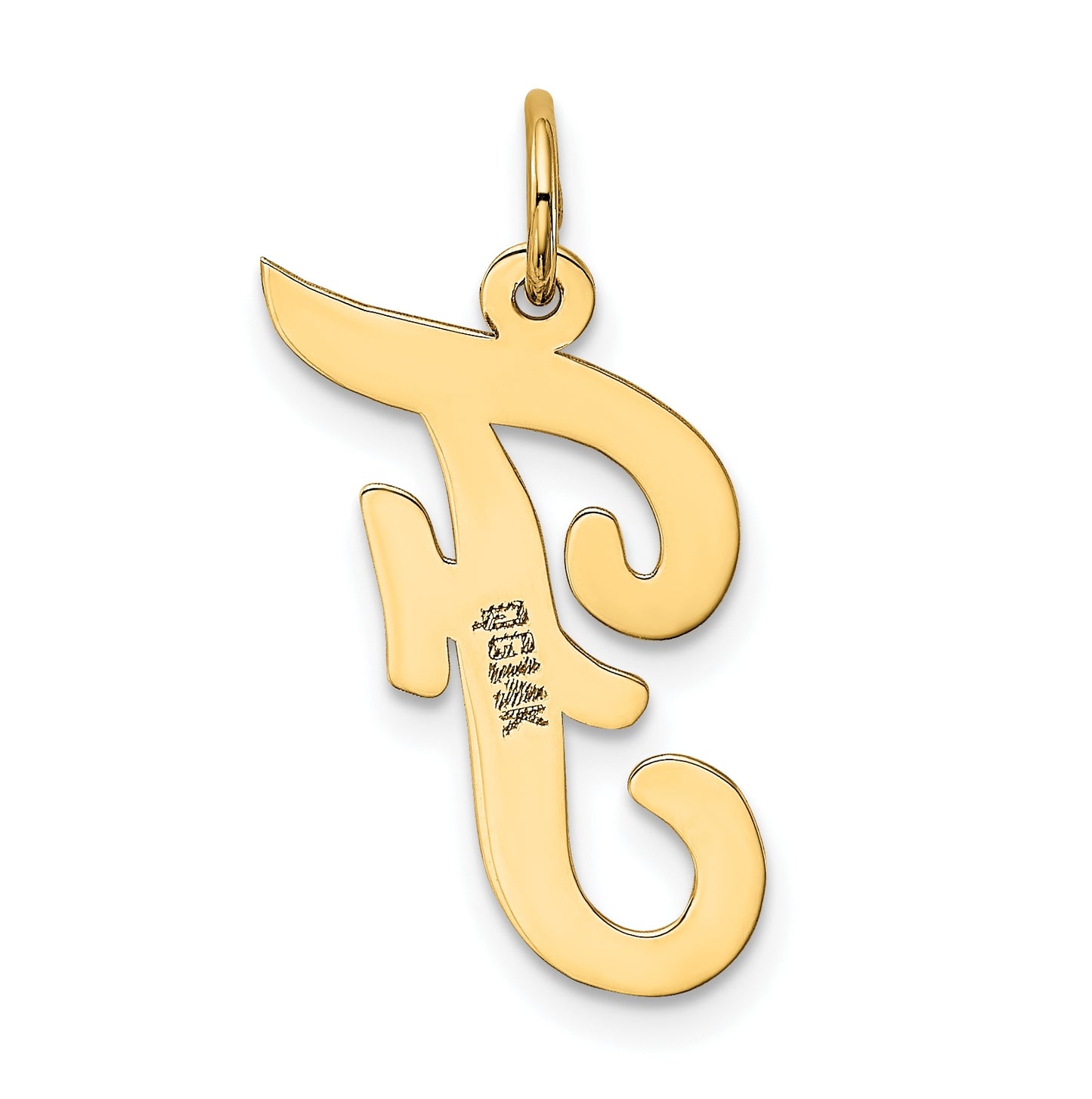 10K Yellow Gold Large Script Letter F Initial Charm