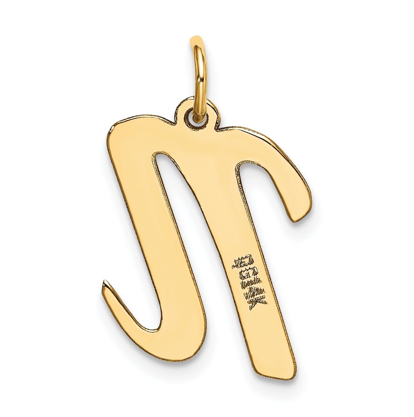 10K Yellow Gold Large Script Letter N Initial Charm
