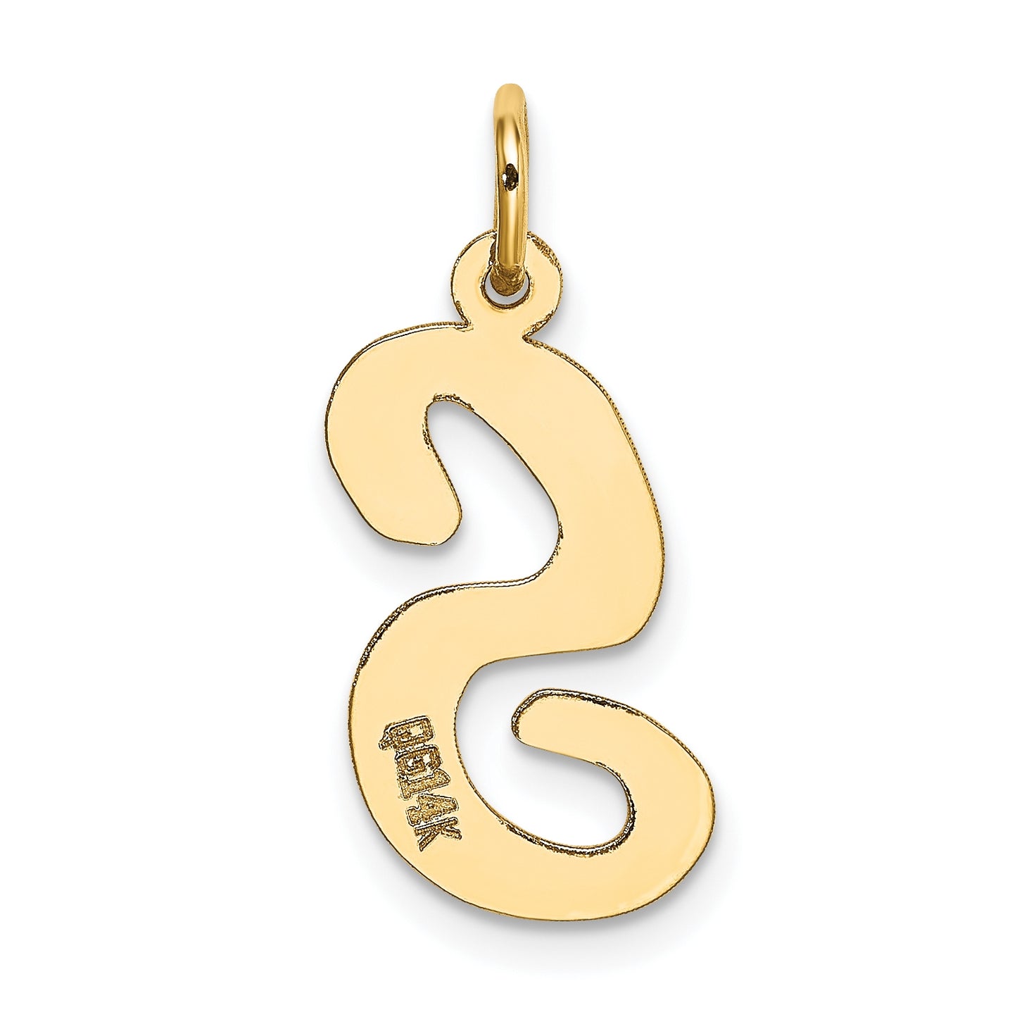 10K Yellow Gold Large Script Letter S Initial Charm