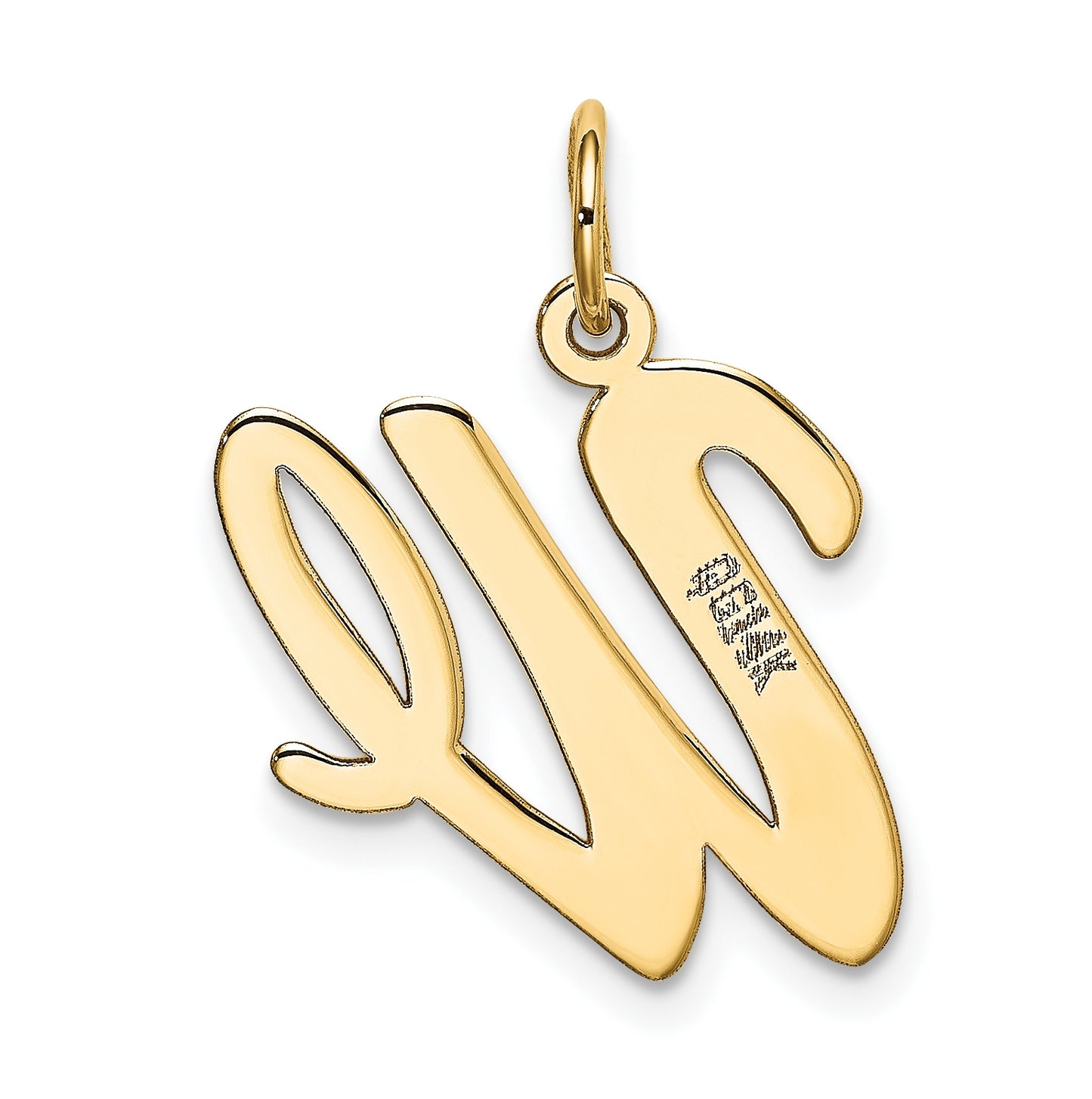 10K Yellow Gold Large Script Letter W Initial Charm