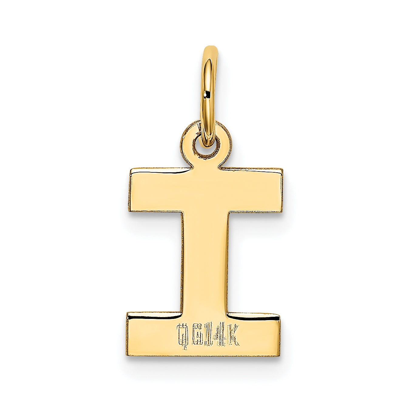 10K Yellow Gold Small Block Initial I Charm