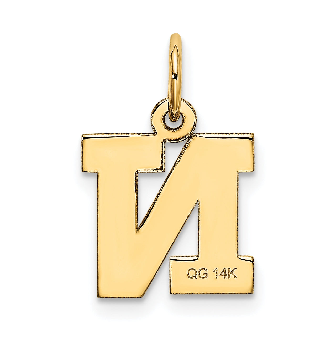 10K Yellow Gold Small Block Initial N Charm
