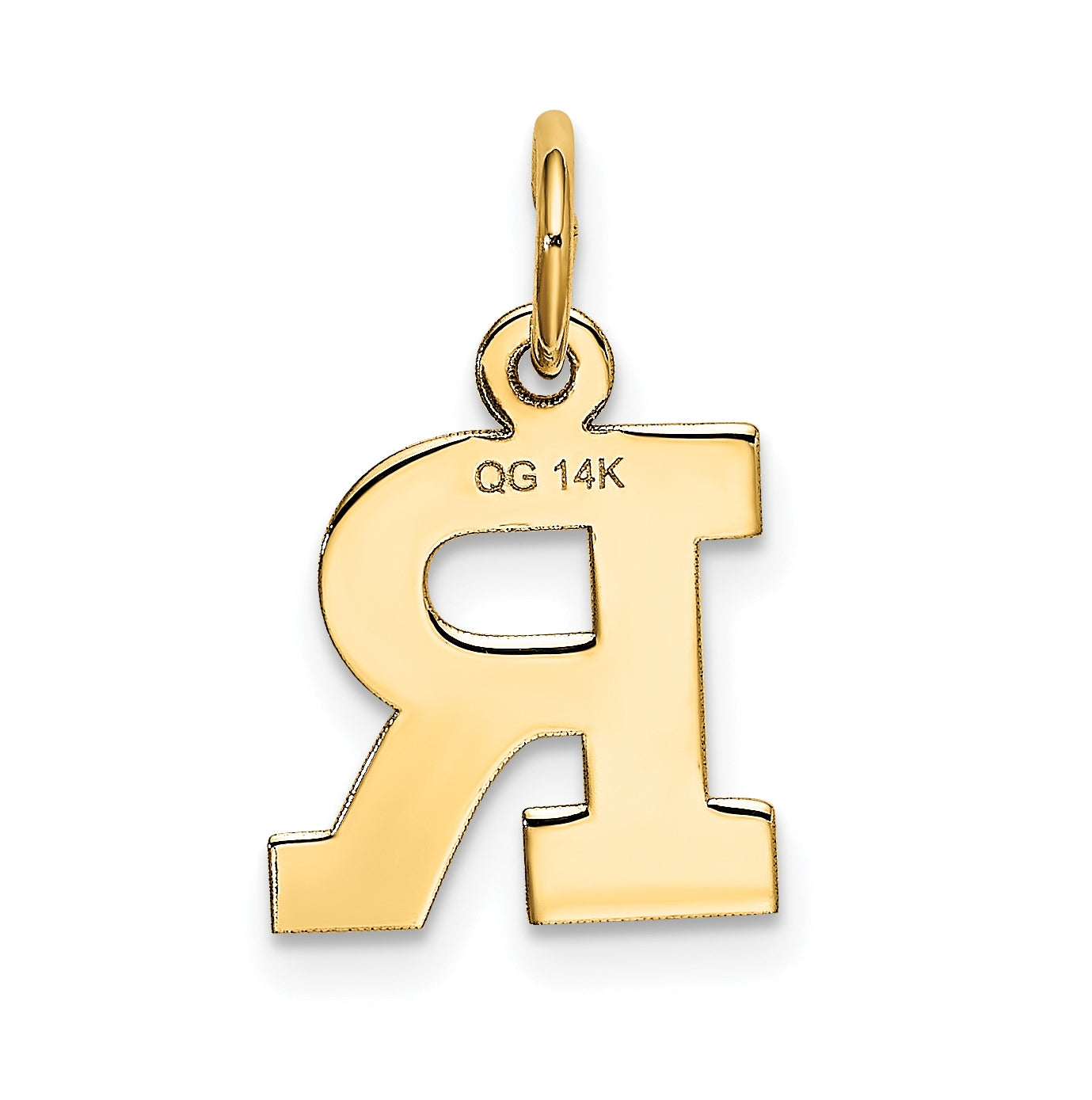 10K Yellow Gold Small Block Initial R Charm
