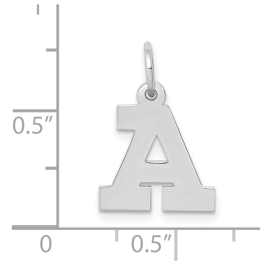 10k White Gold Small Block Initial A Charm