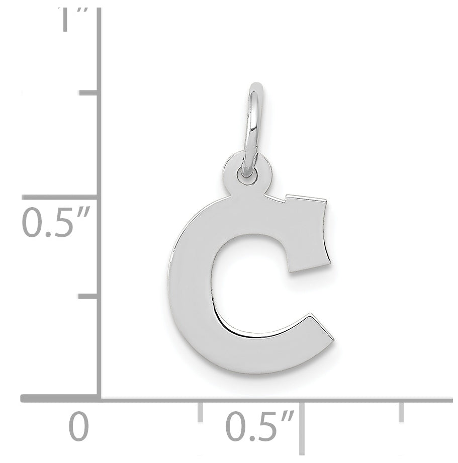 10k White Gold Small Block Initial C Charm