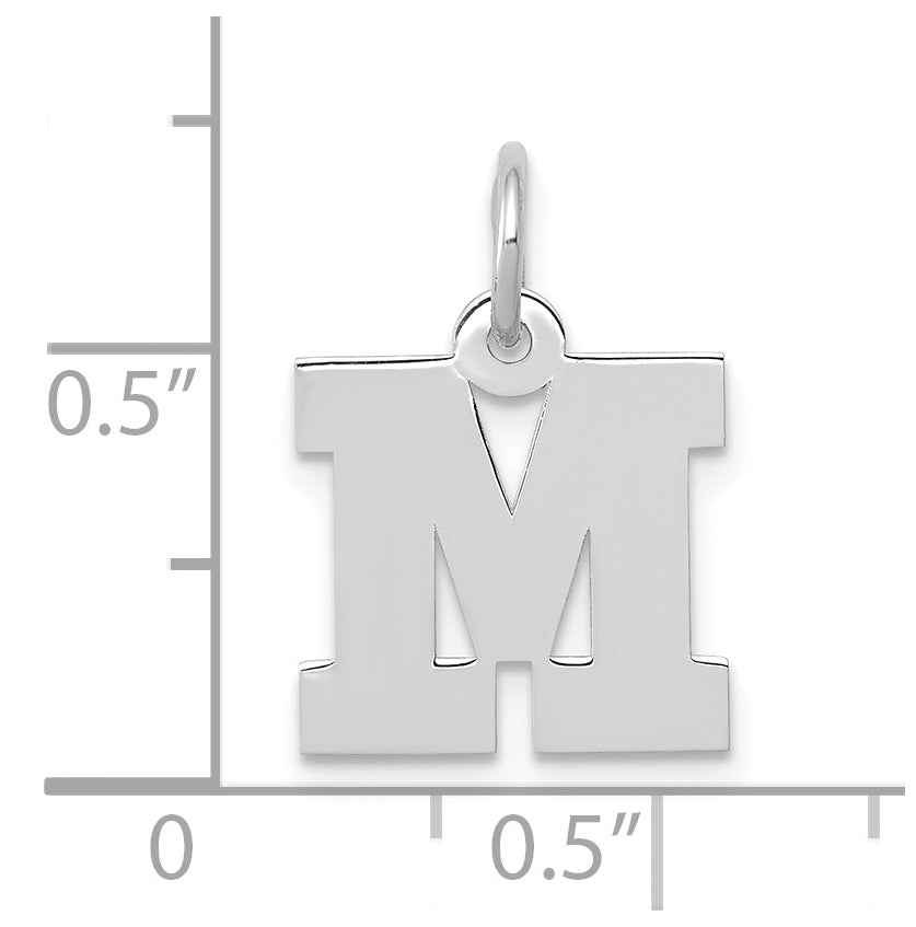 10k White Gold Small Block Initial M Charm