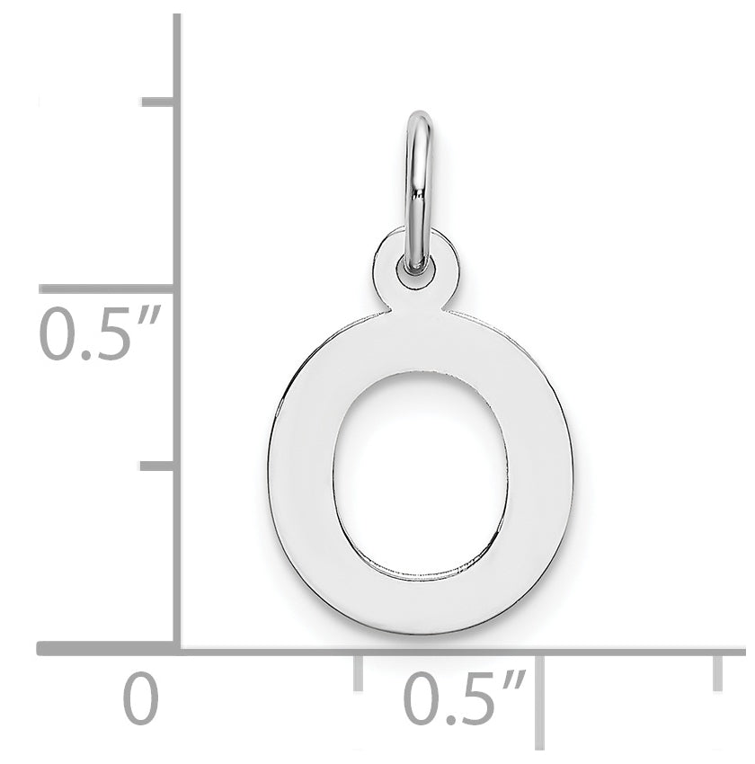 10k White Gold Small Block Initial O Charm