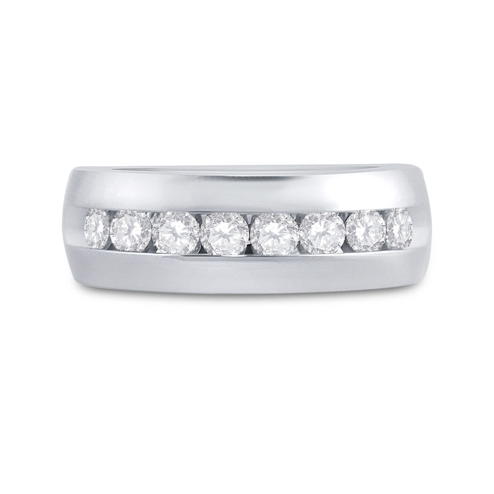 14K White Gold Mens Round Diamond Wedding Band Ring 1 Cttw, Mens Size: 7-13