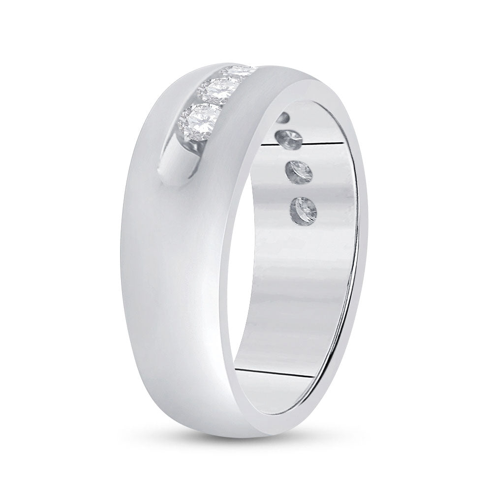 14K White Gold Mens Round Diamond Wedding Band Ring 1 Cttw, Mens Size: 7-13