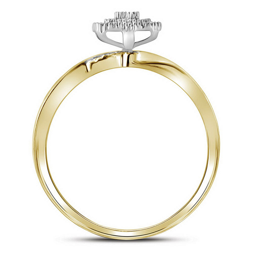 10K Yellow Gold His Hers Round Diamond Cluster Matching Wedding Set 1/5 Cttw, Womens Size: 5-10, Mens Size: 7-13