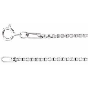 Rhodium-Plated Sterling Silver Spring Ring Diamond-Cut Box Chain, Length: 7 In, Width: 1.3 Mm