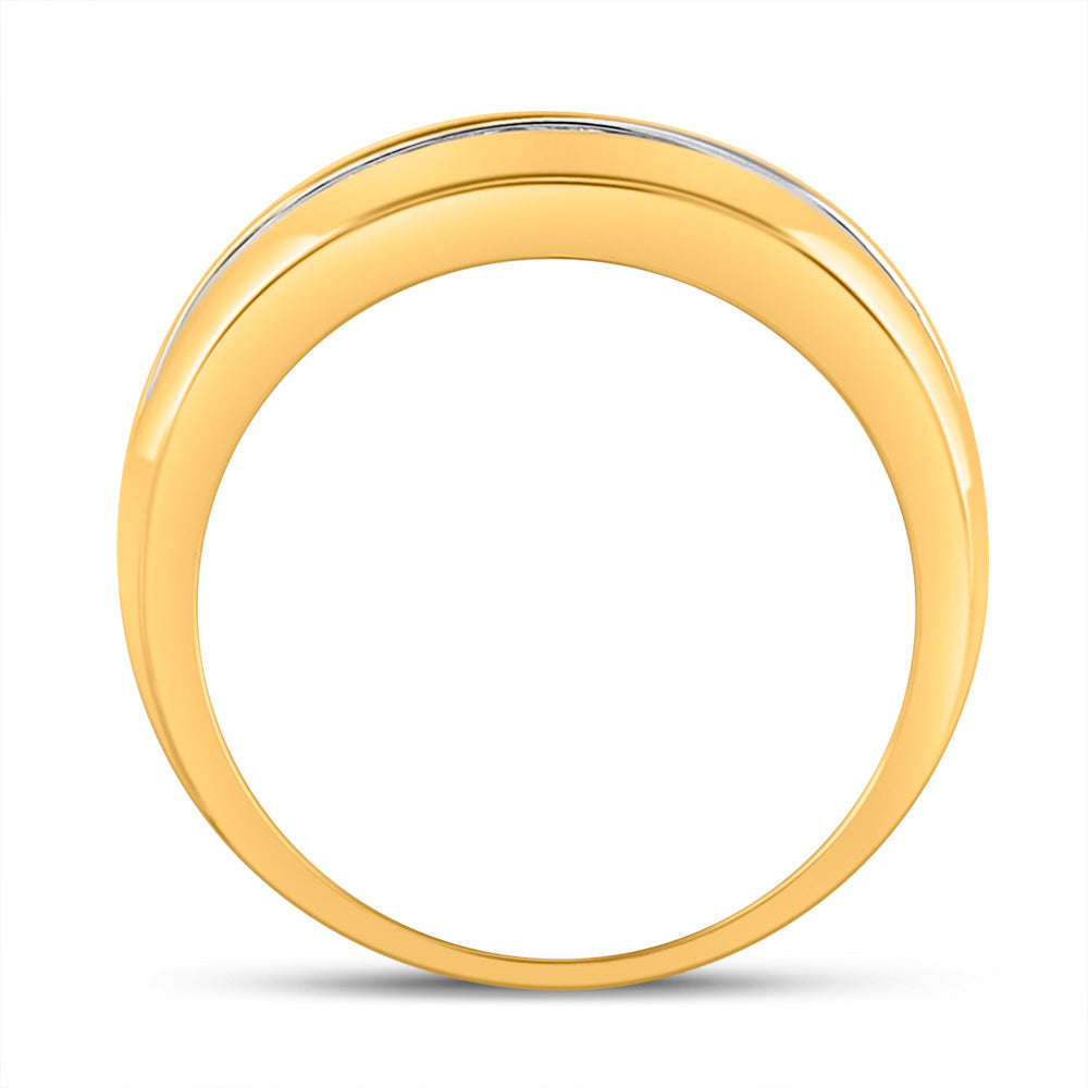 10K Yellow Or White Gold Mens Round Diamond Wedding Single Row Band Ring 1/2 Cttw, Mens Size: 7-13