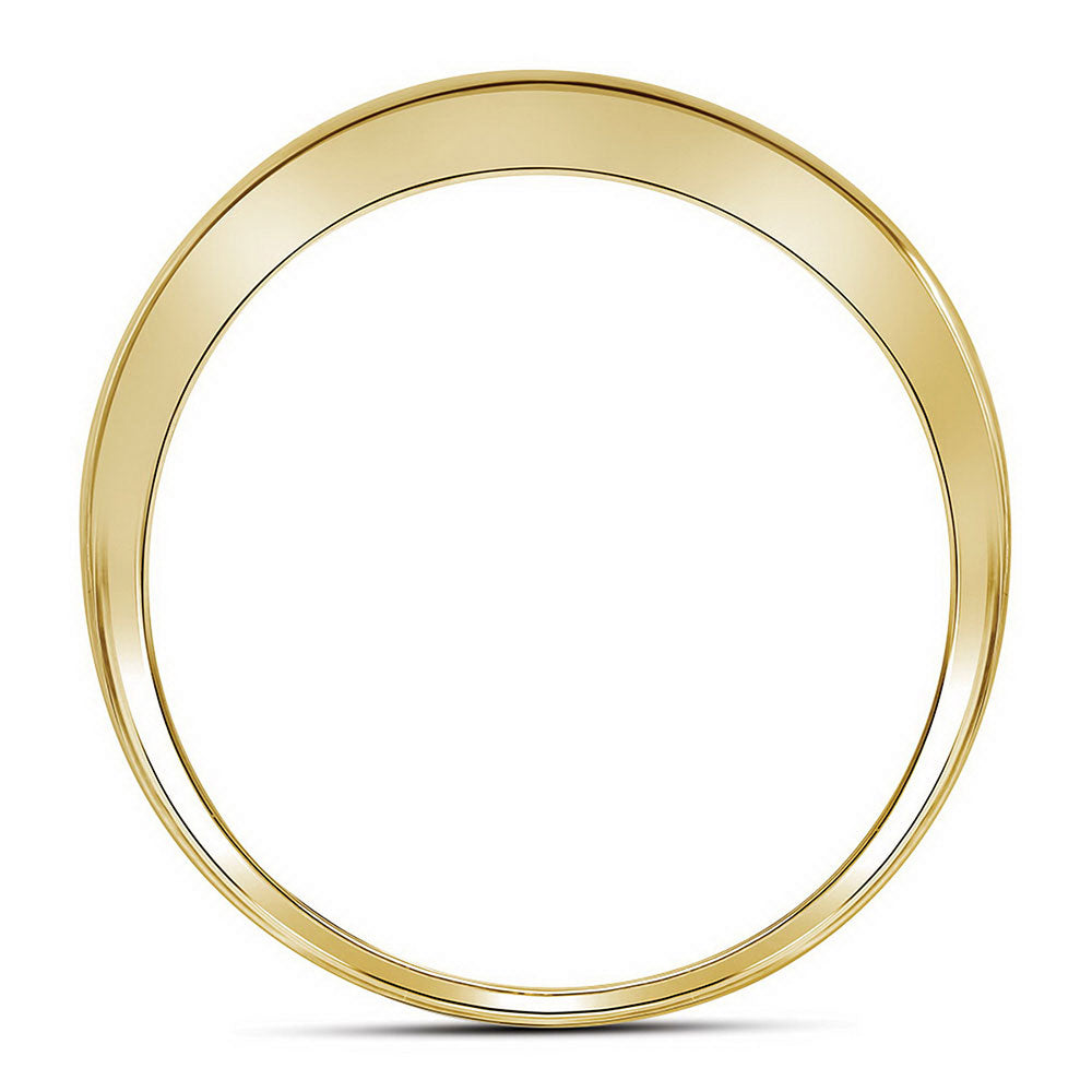 10K Yellow Gold Mens Round Diamond Wedding Triple Row Band Ring 1/10 Cttw, Mens Size: 7-13