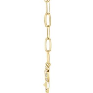 14K Yellow Gold Round 1.2Mm G-H I1 Heart And Arrow Necklace, Length: 16 In
