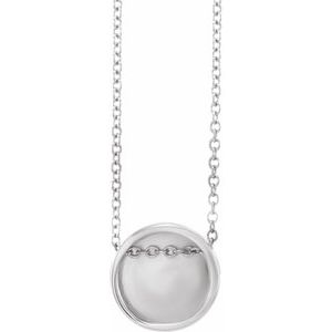 Sterling Silver 10 X 10 Mm 16-18 In Polished Engravable Disc Necklace