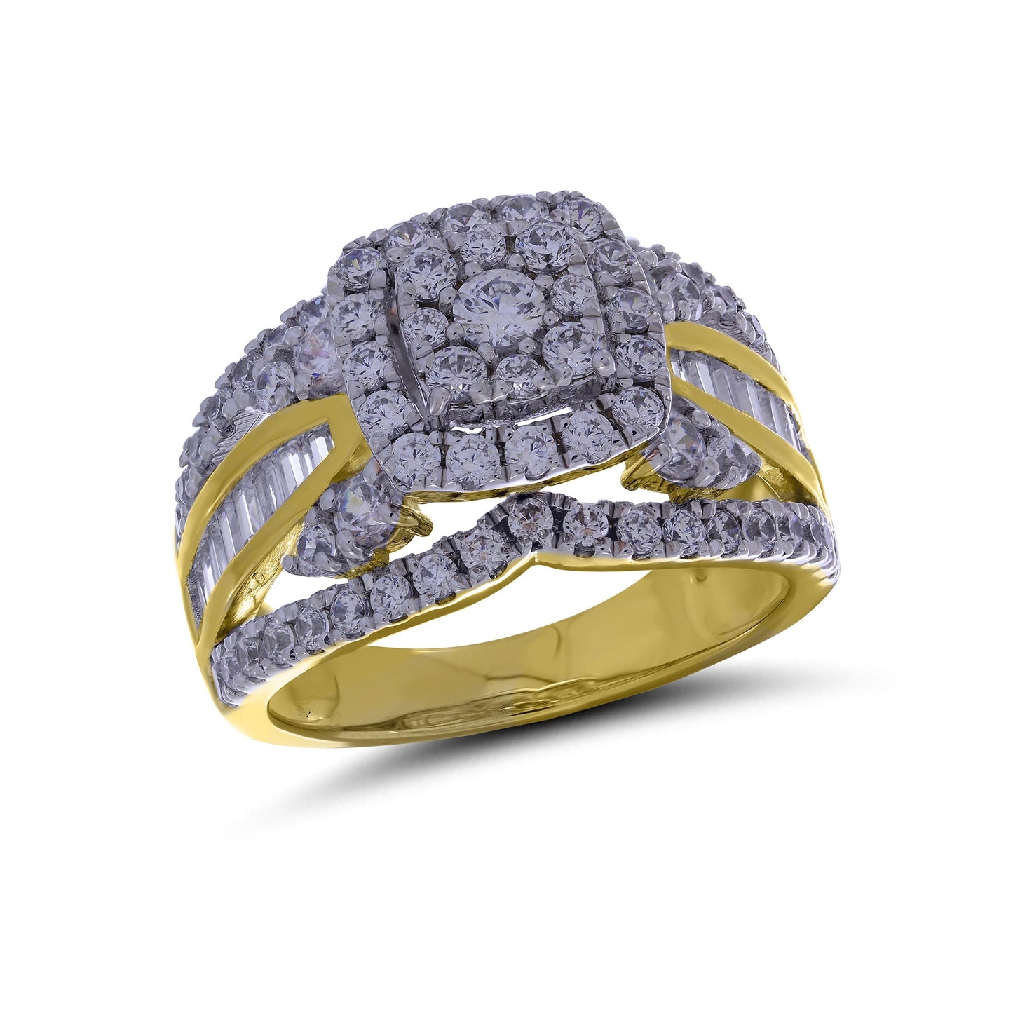 14K Yellow Gold 2.02-2.03 Cttw Diamond Ladies Ring