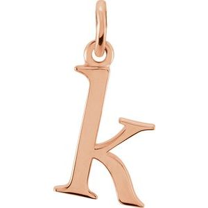 14K Rose Gold Polished Lowercase Initial Pendant