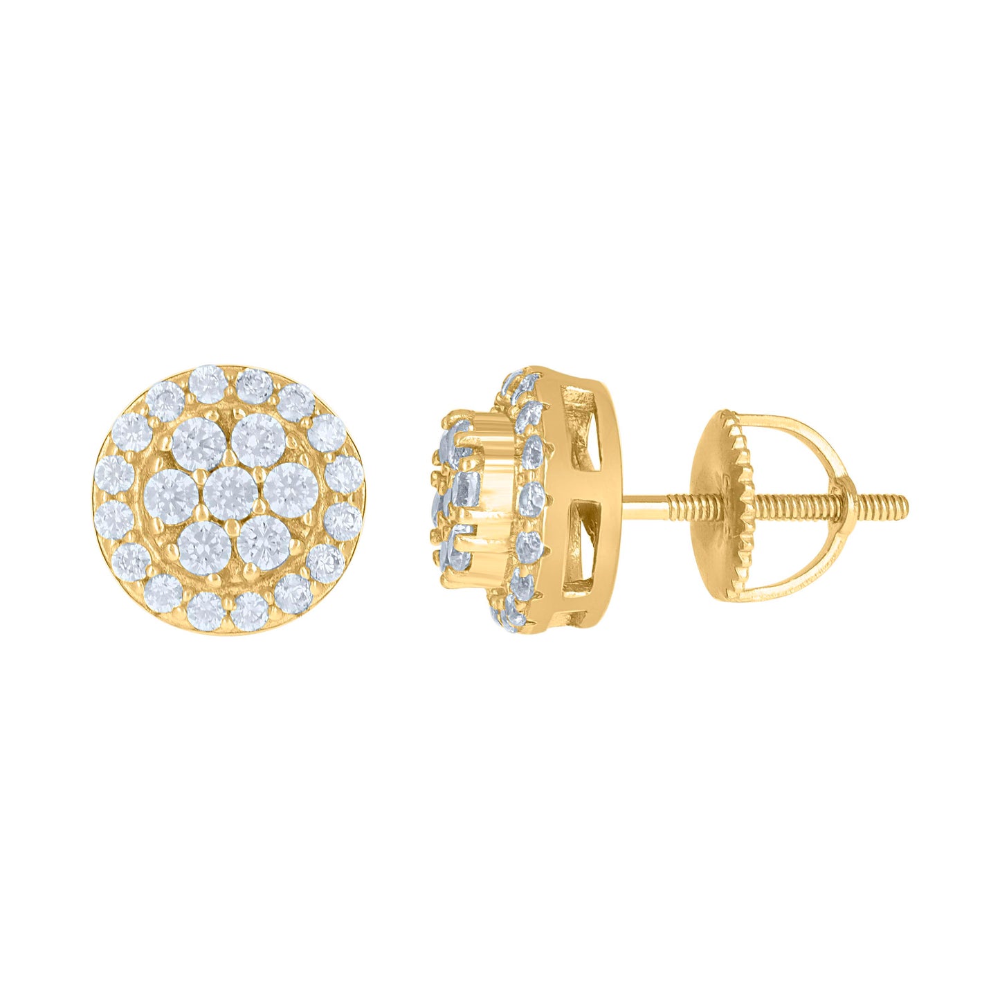 Sterling Silver Or Yellow-Tone Mens Cubic-Zirconia Flower Stud Earrings