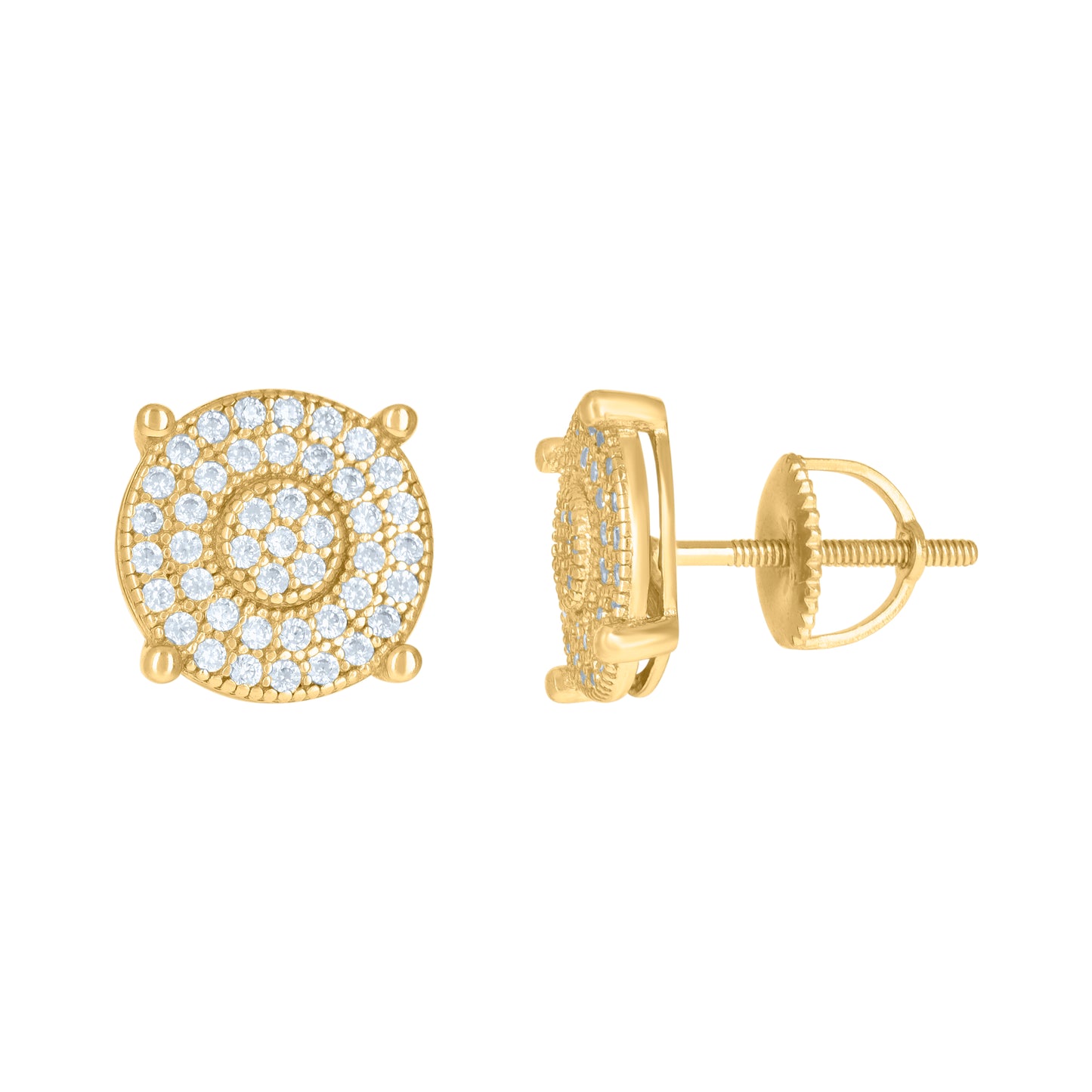 Sterling Silver Or Yellow-Tone Mens Cubic-Zirconia Fashion Stud Earrings