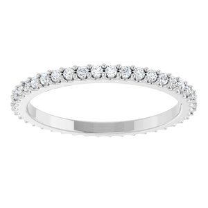 14K White Gold Round 1.3 Mm F+ Vs 3/8 Ctw Lab-Grown Diamond Eternity Band Size 7