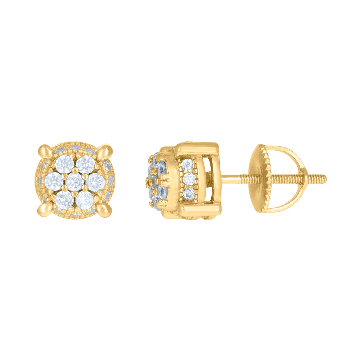 Sterling Silver Or Yellow-Tone Mens Cubic-Zirconia Fashion Stud Earrings