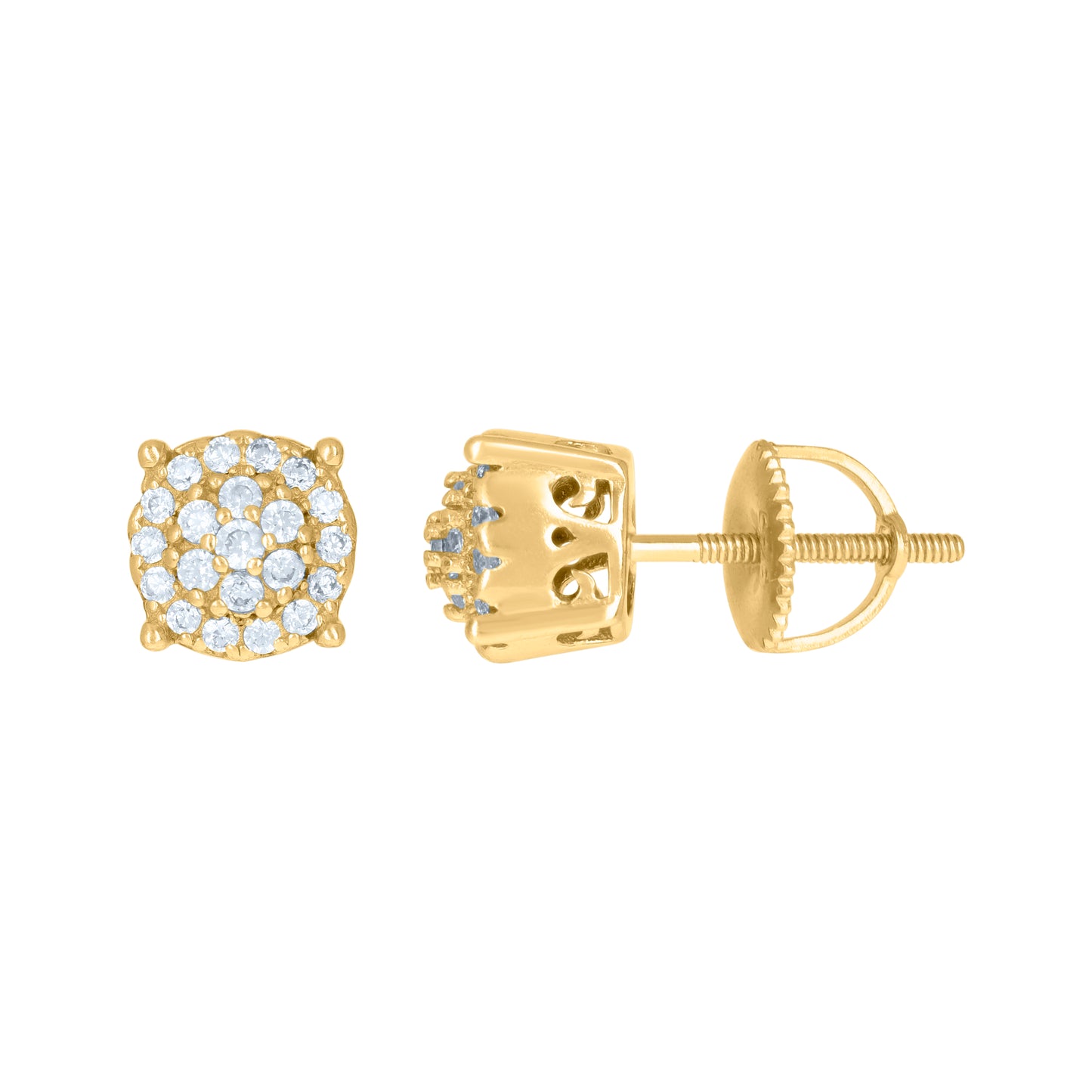 Sterling Silver Or Yellow-Tone Mens Cubic-Zirconia Fashion Stud Earrings