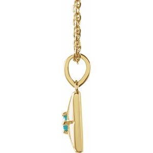 14K Yellow Gold Round 2 Mm Natural Blue Zircon Necklace, Length: 18 In