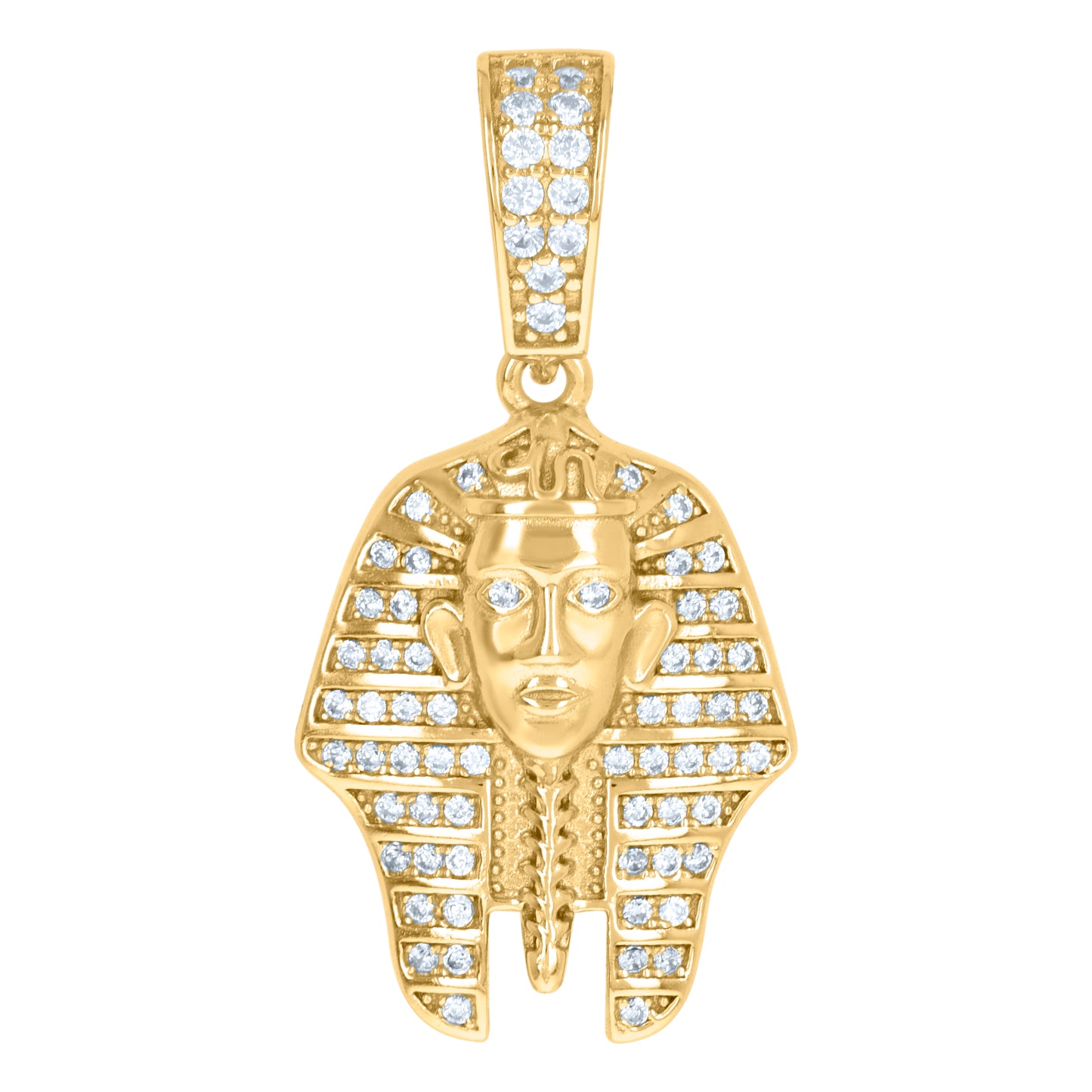 Sterling Silver Mens Cubic-Zirconia Egyptian Pharaoh Fashion Charm Pendant