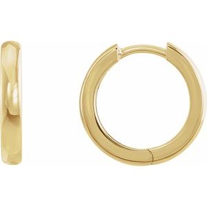 14K Yellow Gold Pair Hinged Hoop Earrings, Length: 15 Mm, Thickness: 2.25 Mm