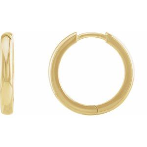 14K Yellow Gold Pair Hinged Hoop Earrings, Length: 17 Mm, Thickness: 2.39 Mm