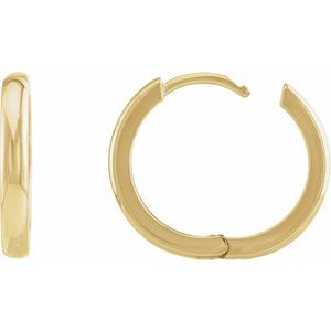 14K Yellow Gold Pair Hinged Hoop Earrings, Length: 17 Mm, Thickness: 2.39 Mm