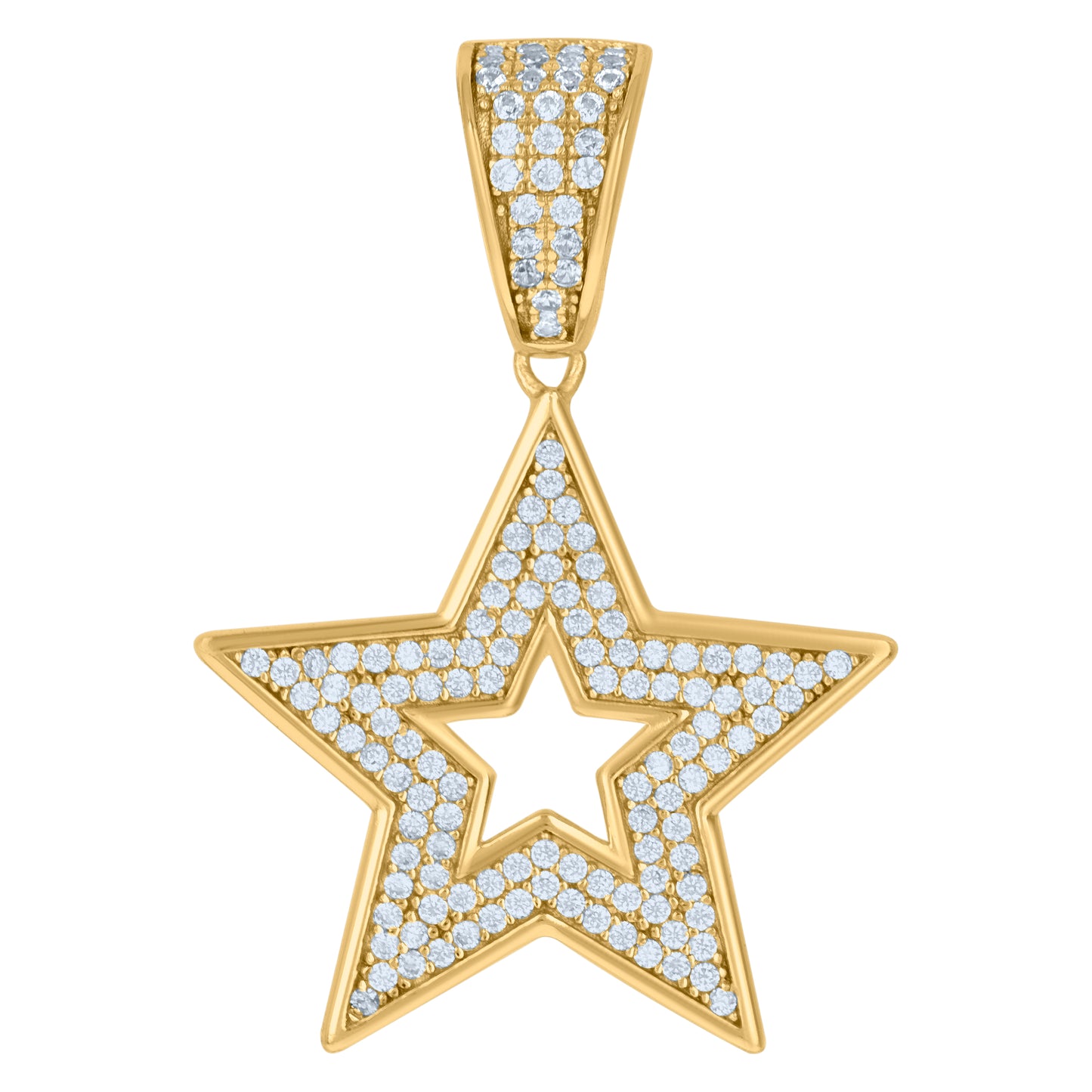Sterling Silver Mens Cubic-Zirconia Star Celestial Charm Pendant