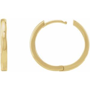 14K Yellow Gold Pair Hinged Hoop Earrings, Length: 20 Mm, Thickness: 2.39 Mm