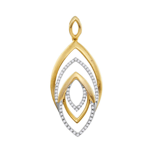 10K Yellow Gold Womens Round Diamond Geometric Oval Pendant 1/5 Cttw
