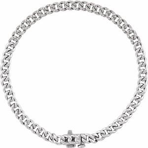 14K White Gold Round 1Mm G-H I1 1/2 Ctw Natural Diamond Bracelet, Length: 7.25 In