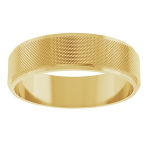 10K Yellow Gold 6 Mm Polished Knurled Pattern Band Size 10.5